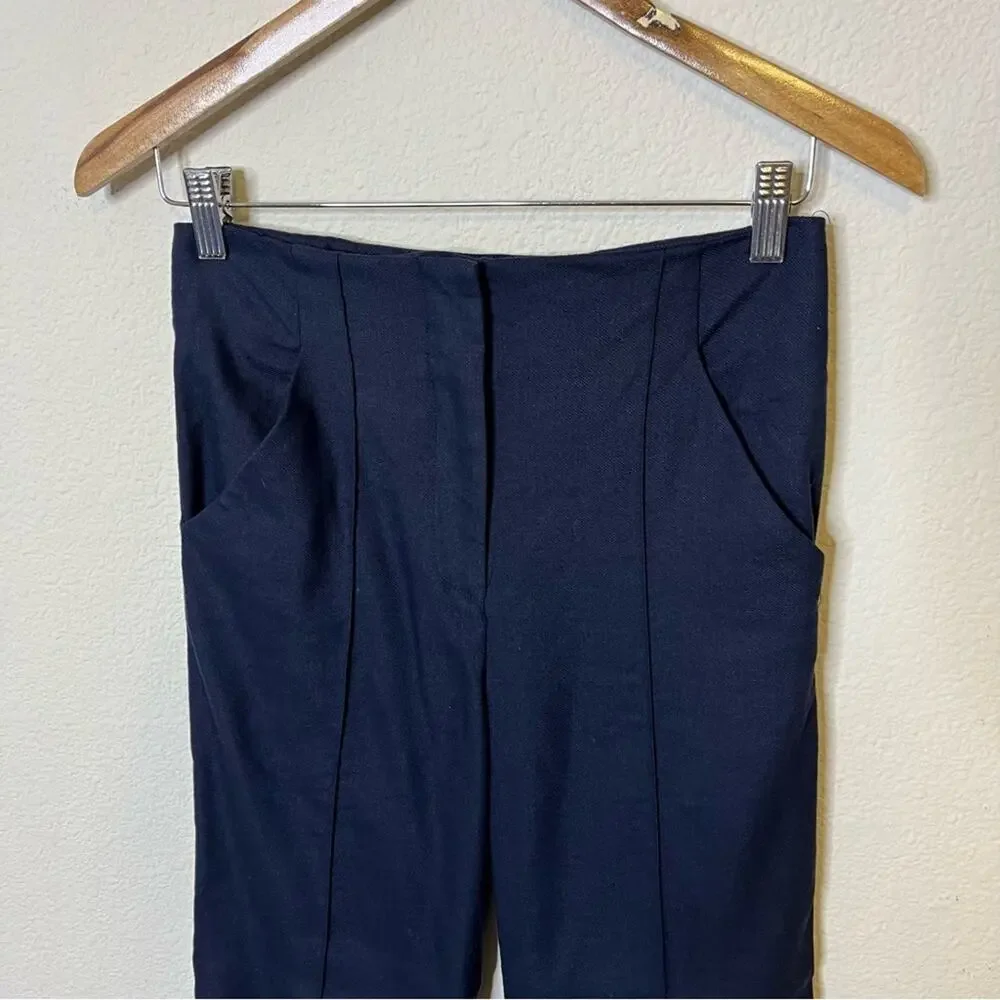 Veronica Beard Komi Linen Blend Flared Pants Center Seam Womens Size 0 - Picture 5 of 8